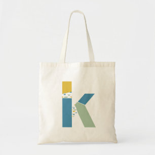 Modern Abstract Letter K Monogram Initial Tote Bag