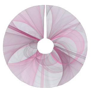 Modern Abstract Light Pink Grey Fractal Design Brushed Polyester Tree Skirt