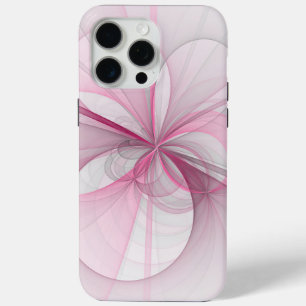 Modern Abstract Light Pink Grey Fractal Design iPhone 15 Pro Max Case