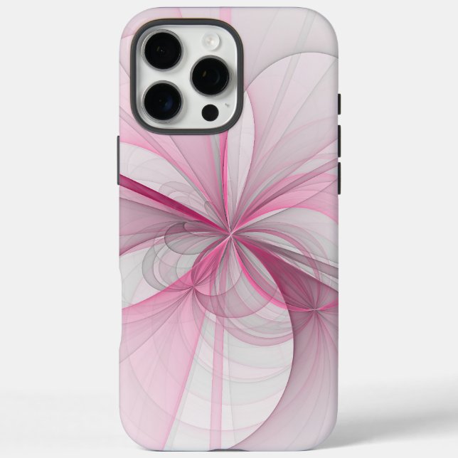 Modern Abstract Light Pink Grey Fractal Design Case-Mate iPhone Case (Back)