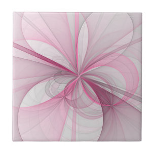Modern Abstract Light Pink Grey Fractal Design Ceramic Tile