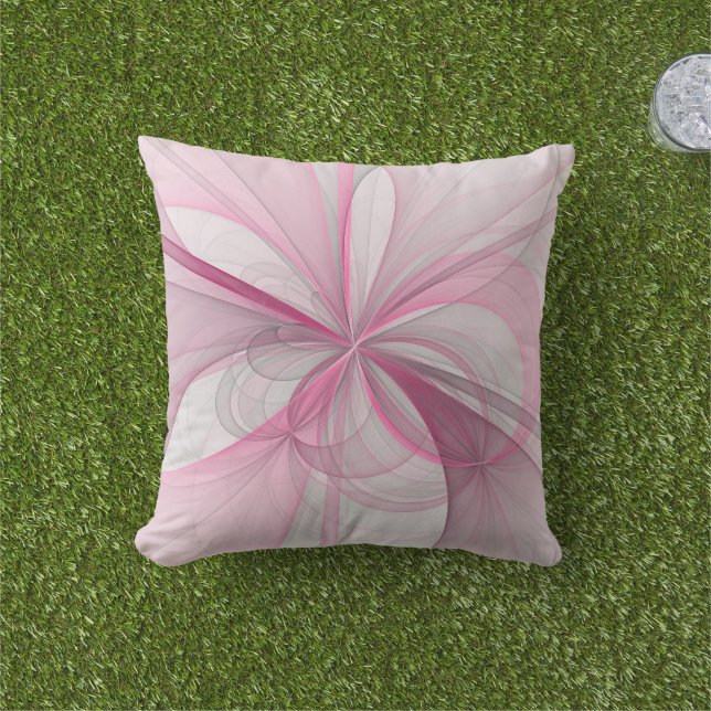 Modern Abstract Light Pink Grey Fractal Design Cushion (Grass)