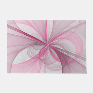 Modern Abstract Light Pink Grey Fractal Design Doormat