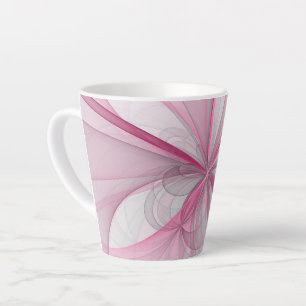 Modern Abstract Light Pink Grey Fractal Design Latte Mug