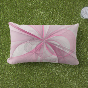 Modern Abstract Light Pink Grey Fractal Design Lumbar Cushion