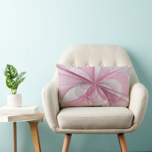 Modern Abstract Light Pink Grey Fractal Design Lumbar Cushion