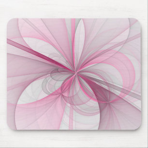 Modern Abstract Light Pink Grey Fractal Design Mouse Pad