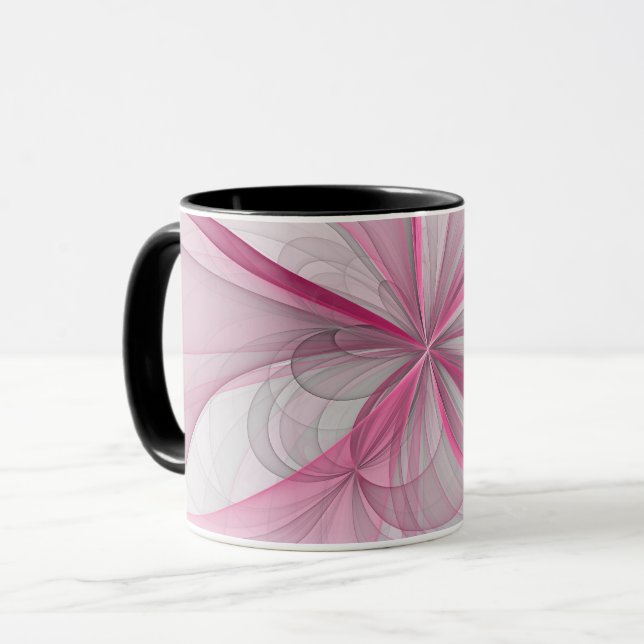Modern Abstract Light Pink Grey Fractal Design Mug (Front Left)