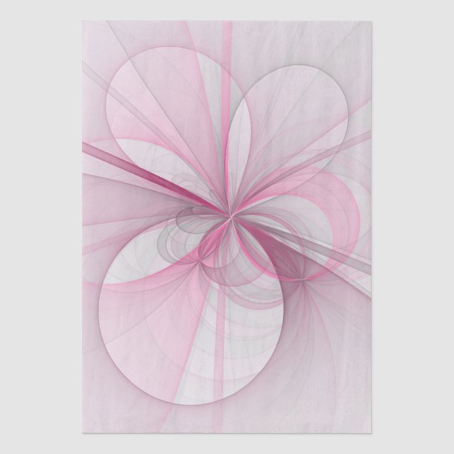 Modern Abstract Light Pink Grey Fractal Design Tissue Paper (Front)