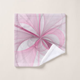 Modern Abstract Light Pink Grey Fractal Design Wash Cloth