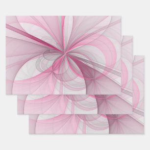 Modern Abstract Light Pink Grey Fractal Design Wrapping Paper Sheet