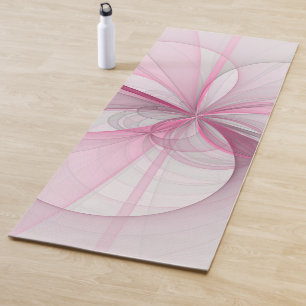 Modern Abstract Light Pink Grey Fractal Design Yoga Mat