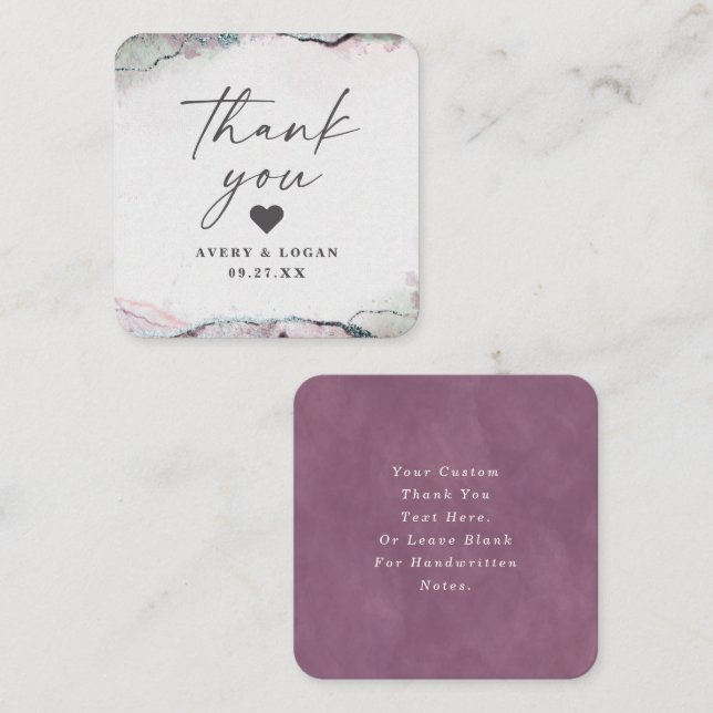 Modern Abstract Light Purple Wedding Thank You Card (Front/Back)