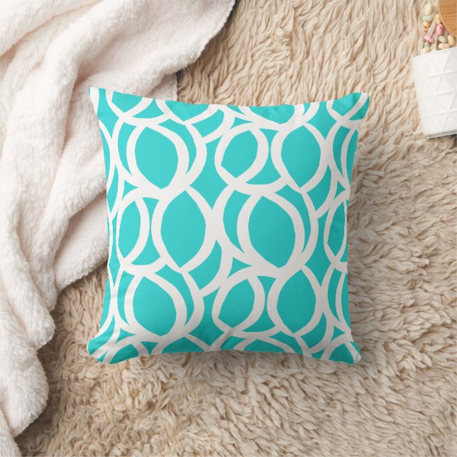 Modern Abstract Light Teal and White Pattern Cushion (Blanket)