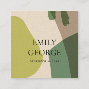 MODERN ABSTRACT LIME GREEN ART WEDDING WEBSITE SQUARE BUSINESS CARD
