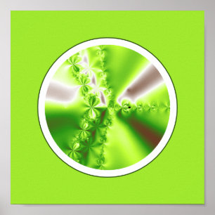 Modern Abstract Lime Green Fractal Poster