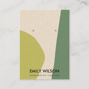 MODERN ABSTRACT LIME GREEN KRA ART EARRING DISPLAY BUSINESS CARD