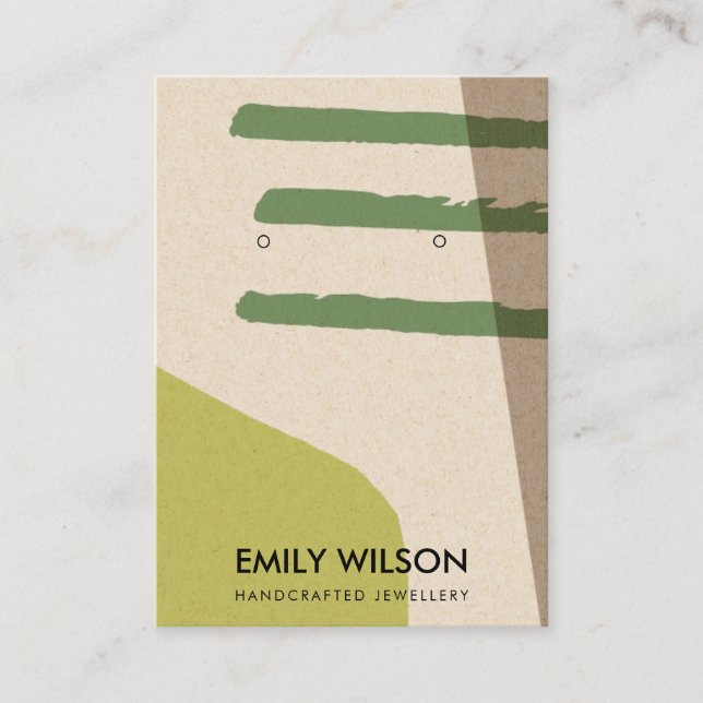 MODERN ABSTRACT LIME GREEN KRA ART EARRING DISPLAY BUSINESS CARD (Front)