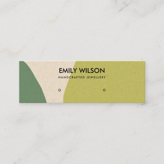 MODERN ABSTRACT LIME GREEN KRAFT ART STUD DISPLAY MINI BUSINESS CARD (Front)
