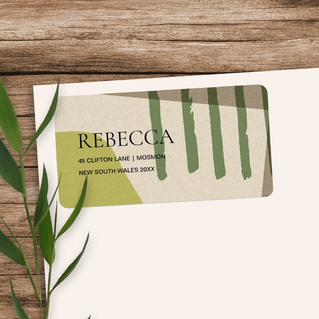 MODERN ABSTRACT LIME GREEN KRAFT ARTISTIC ADDRESS LABEL (Creator Uploaded)