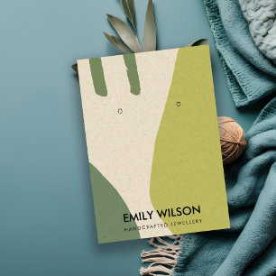 MODERN ABSTRACT LIME GREEN KRAFT EARRING DISPLAY BUSINESS CARD