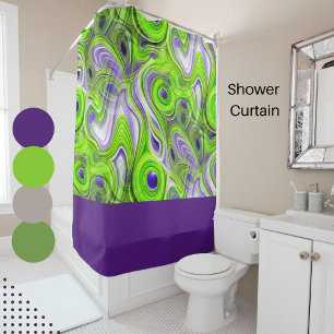 Modern Abstract Lime Green, Purple and Yellow  Shower Curtain
