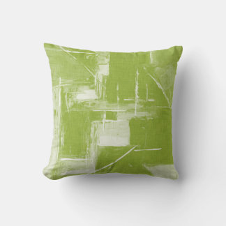 Modern Abstract Lime Green & White Cushion