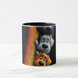 Modern Abstract Line Art Black Mug   Minimalist Co