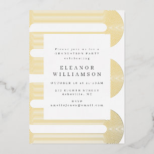 Modern Abstract Line Art Graduation Gold 