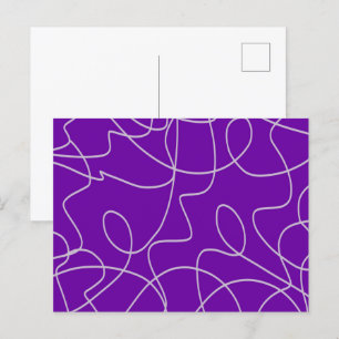 Modern Abstract Line Art in Purple Postcard