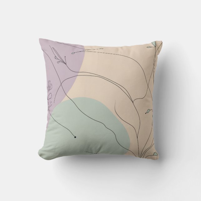 Modern Abstract Line Art Throw Pillow  (Front)