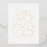 Modern Abstract Line Drawing Gold Foil Postcard<br><div class="desc">This cool elegant drawing features minimalist modern continuous line art in gold foil.</div>