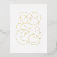 Modern Abstract Line Drawing Gold Foil Postcard