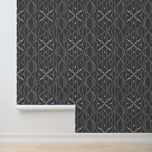 Modern Abstract Line Pattern in Grey Wallpaper (Application)