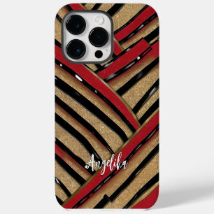 Modern Abstract Line Red Black Custom Minimalist iPhone 14 Pro Max Case