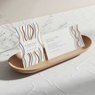 Modern Abstract Line Wave Pattern Design White Business Card