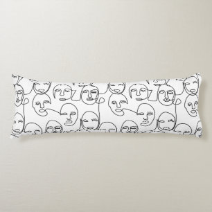 Modern Abstract Lines Faces Continuous Line Art Body Cushion