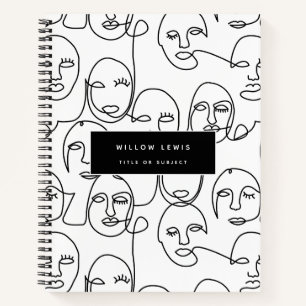 Modern Abstract Lines Faces Continuous Line Art Notebook