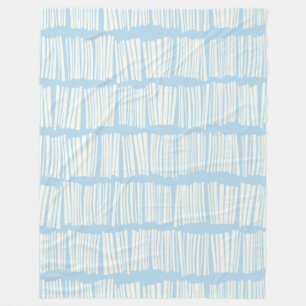 Modern Abstract Lines Pattern in Pastel Light Blue Fleece Blanket