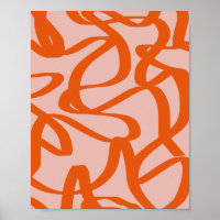 Modern Abstract Lines Peach And Burnt Orange