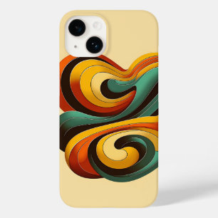 Modern Abstract Liquid Swirls and Vibrant Retro Wa Case-Mate iPhone 14 Case
