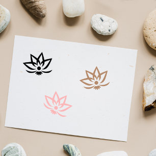 Modern Abstract Lotus Flower, Rubber Stamp