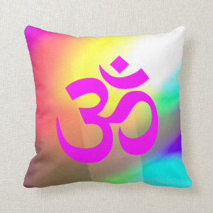 Modern Abstract Magenta Om Symbol Cushion