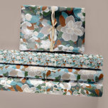 Modern Abstract Magnolia Floral Blue Grey Wrapping Paper Sheet<br><div class="desc">Modern magnolia floral pattern from Studio Posies. Pretty mix of grey,  blues and browns.</div>