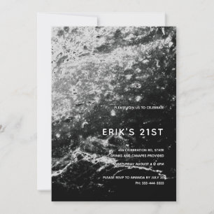 Modern Abstract Marble 21st Birthday Invitation