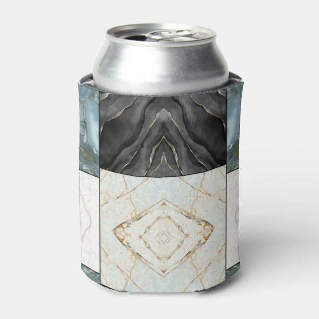 Modern Abstract Marble Agate Geometric Block Can Cooler (Can Front)