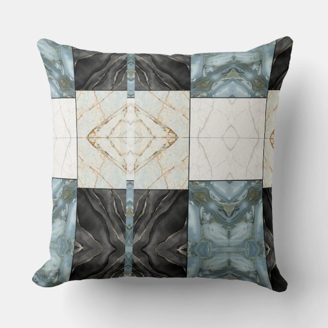Modern Abstract Marble Agate Geometric Block Cushion (Front)