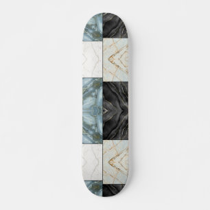 Modern Abstract Marble Agate Geometric Block Skateboard