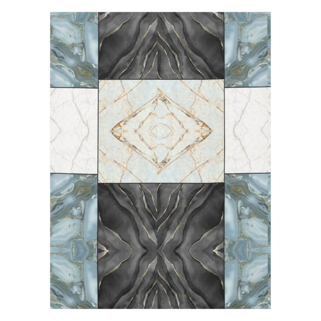 Modern Abstract Marble Agate Geometric Block Tablecloth (Front)