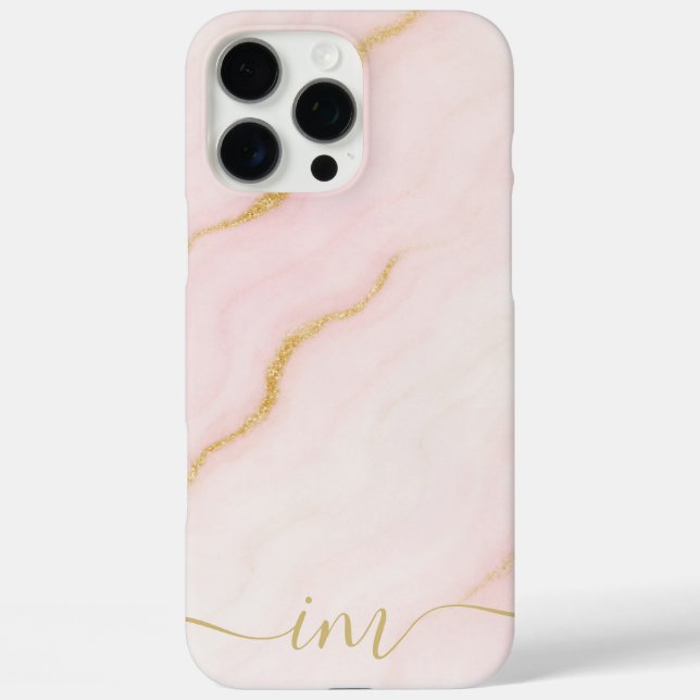 Modern Abstract Marble Design with Initials & Name Case-Mate iPhone Case (Back)